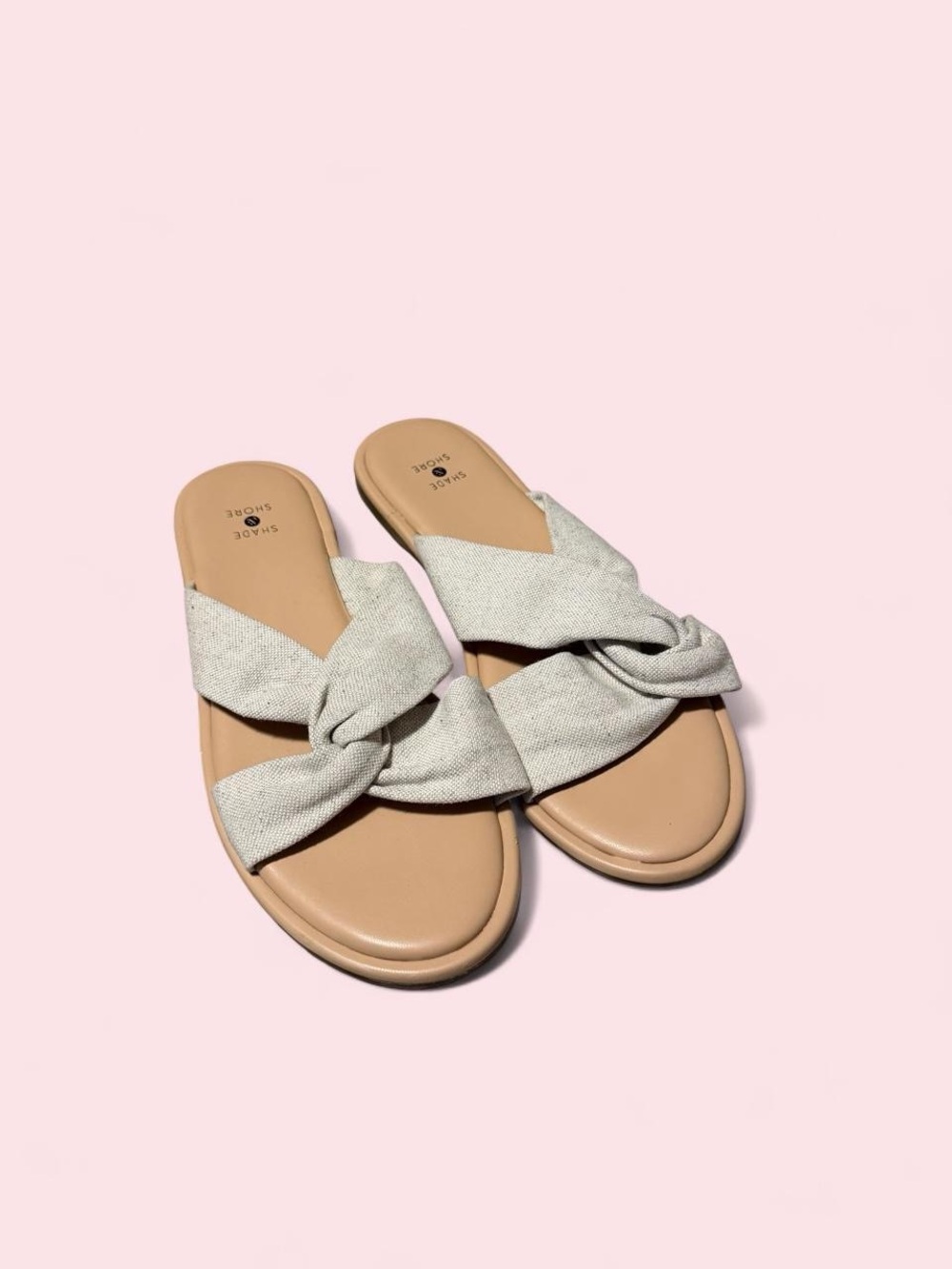 Shade & Shore Beige Knot-Detail Slide Sandals